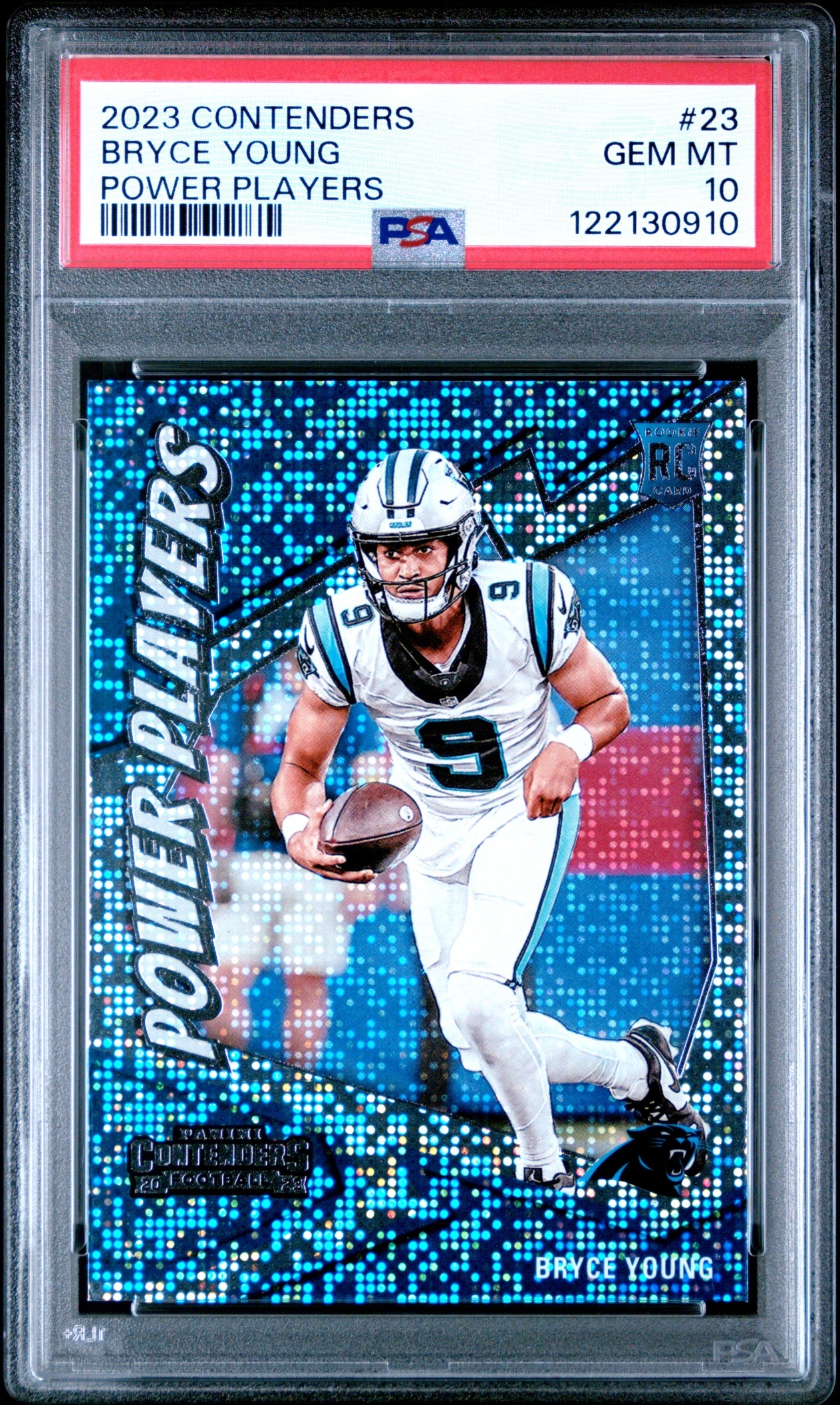 Card image for 2023 Panini Football Contenders Bryce Young Hall Pass #23 RC Carolina Panthers