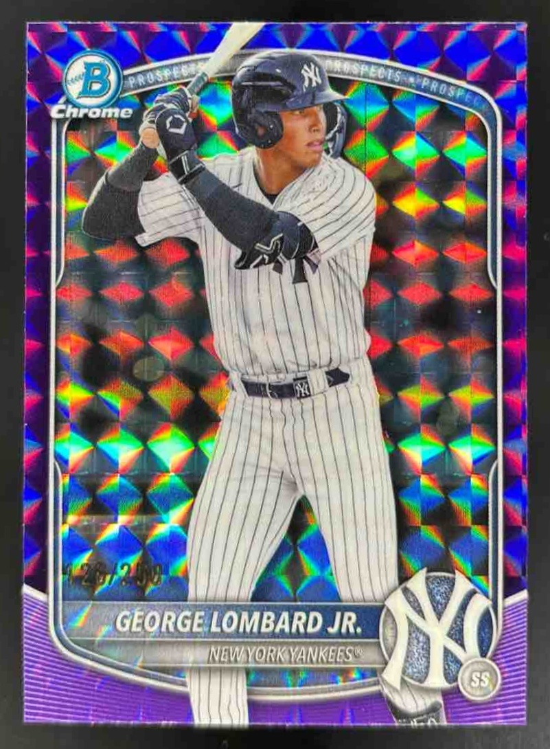 Card image for 2025 Bowman Draft George Lombard Jr. Chrome Purple Geometric Refractor /250