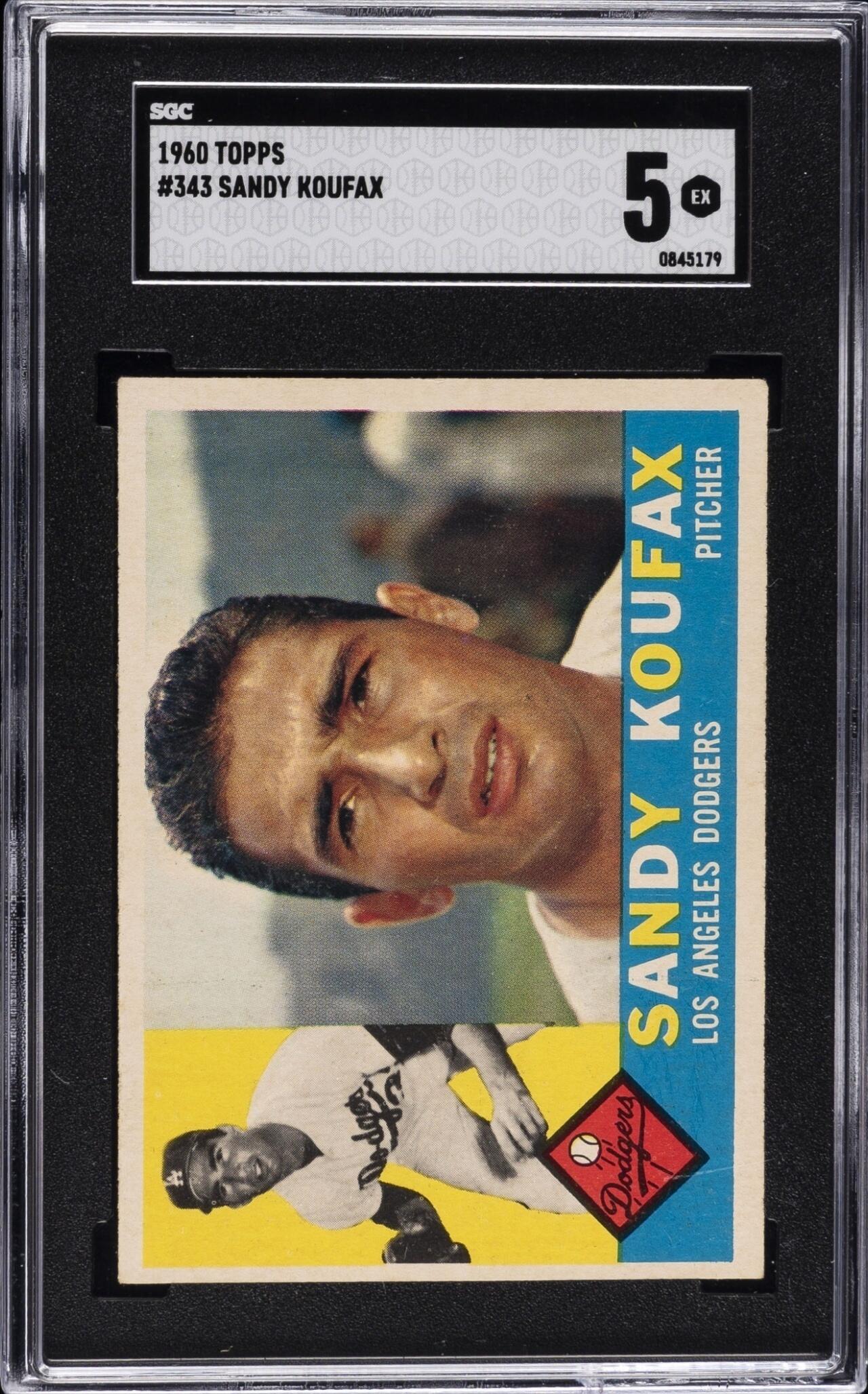 1960 Topps Baseball Sandy Koufax #343 Los Angeles Dodgers SGC 5