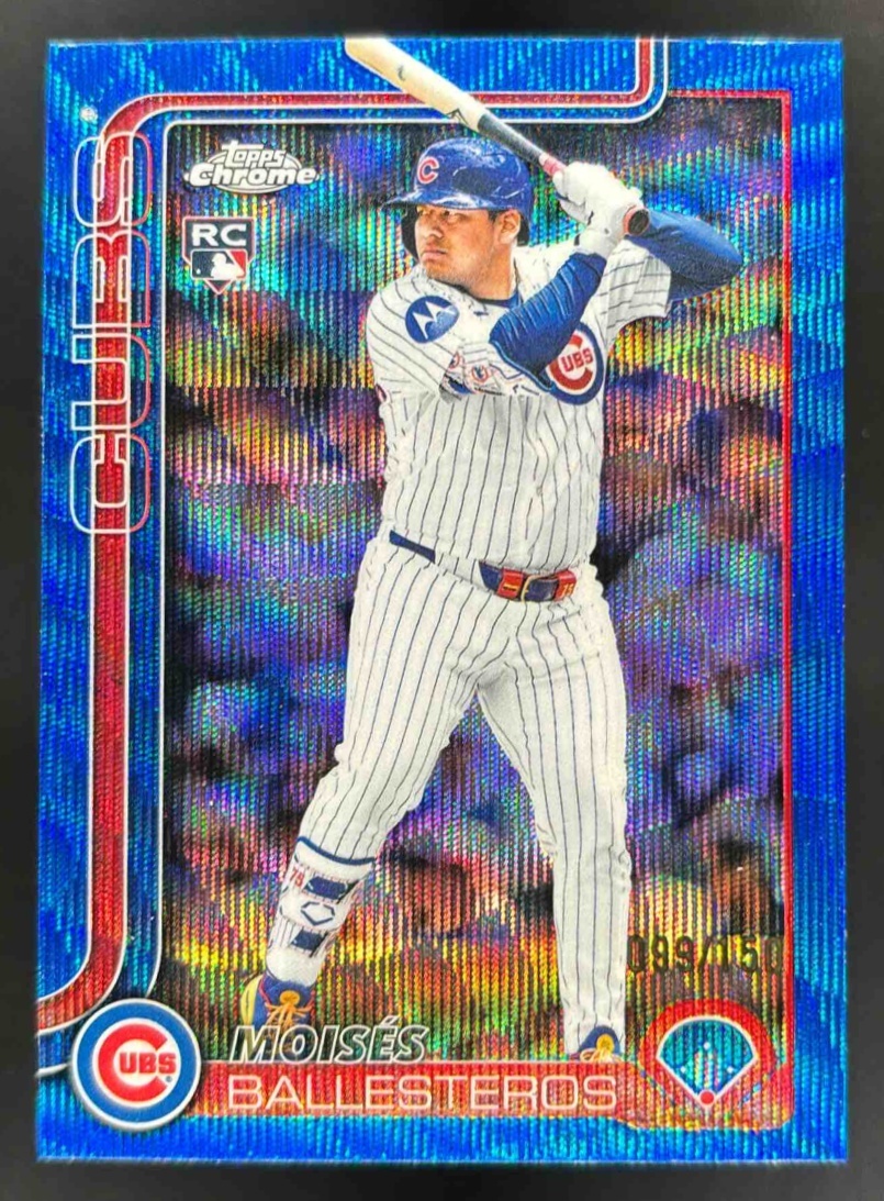 Card image for 2025 Topps Chrome Update Moises Ballesteros Blue Wave Refractor /150 RC