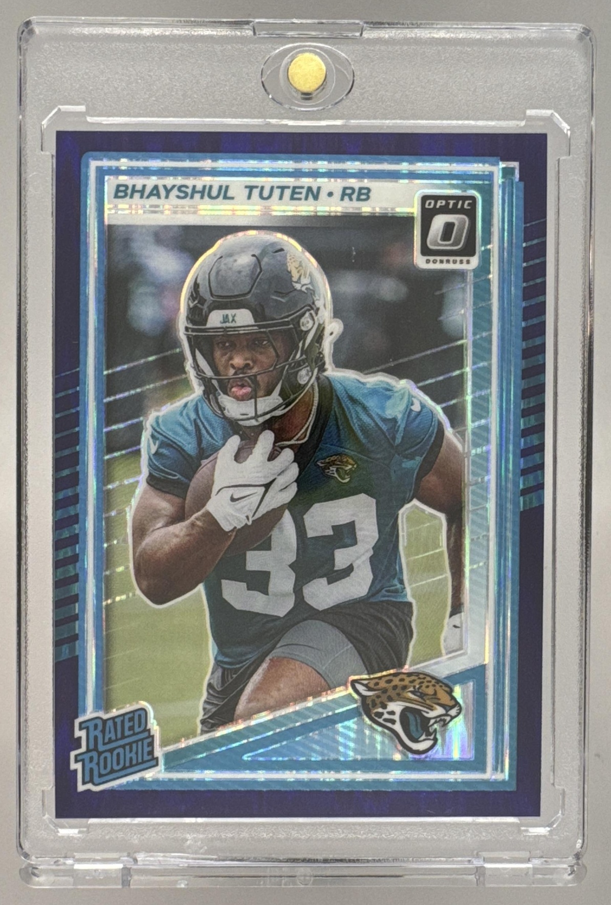 Card image for 2025 Panini Donruss Optic Bhayshul Tuten Rated Rookie #272 Jaguars