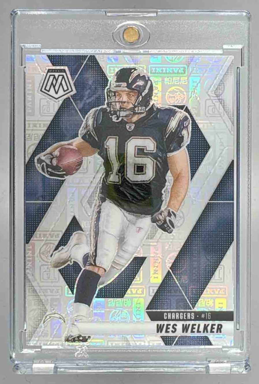 Card image for 2025 Panini Mosaic Wes Welker Silver Knight Prizm /149 #205 Chargers