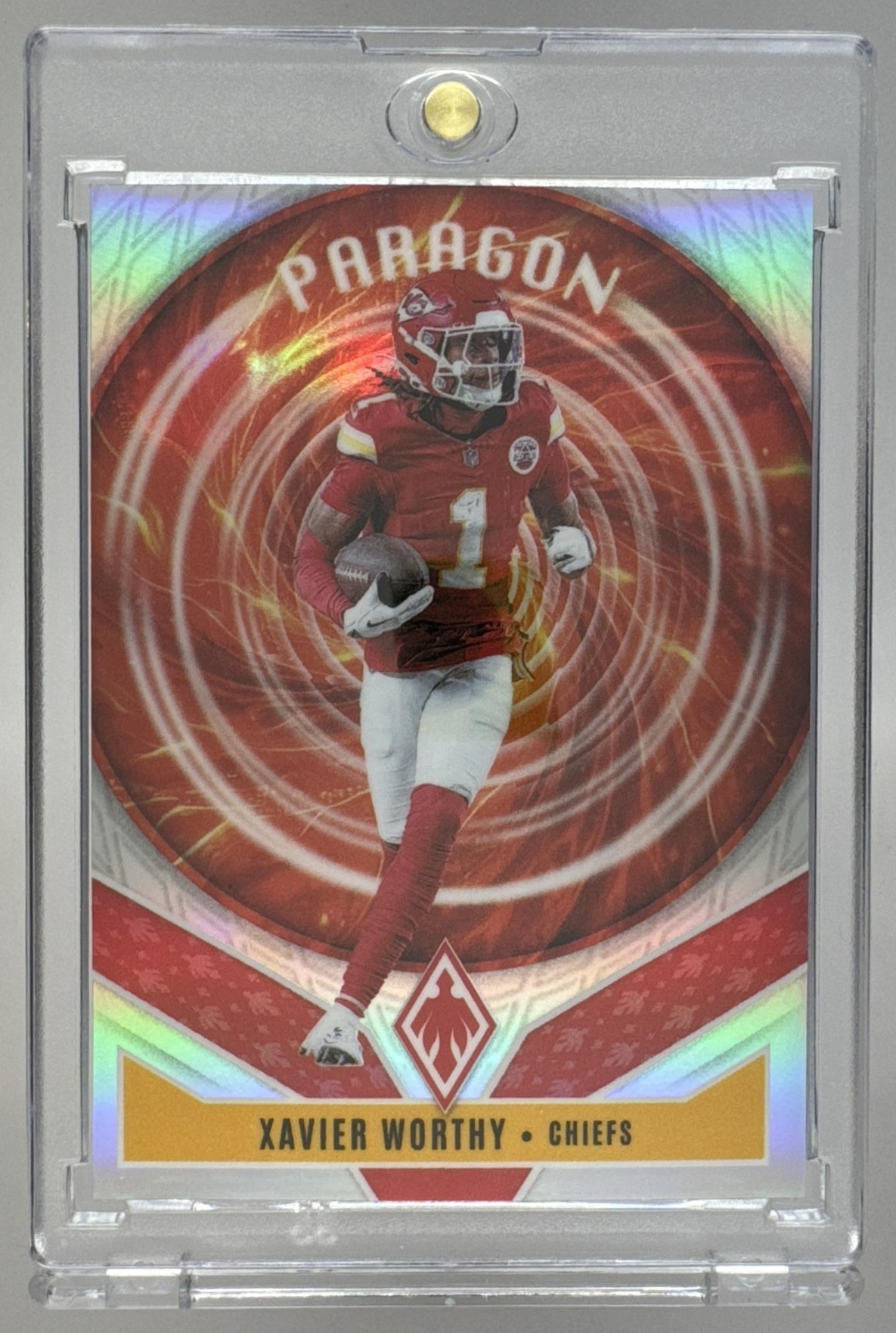 Card image for 2025 Panini Football Phoenix Xavier Worthy Paragon #11 Kansas City Chiefs