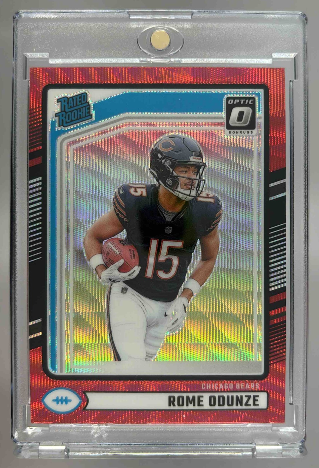 Card image for 2024 Panini Donruss Rome Odunze Optic Rated Rookie Preview Red Wave #309 Bears