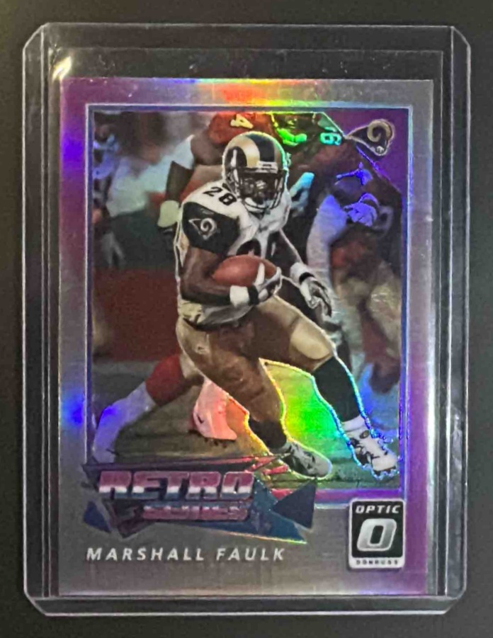 Card image for 2022 Panini Donruss Optic Marshall Faulk #RS-8 Retro Series Rams