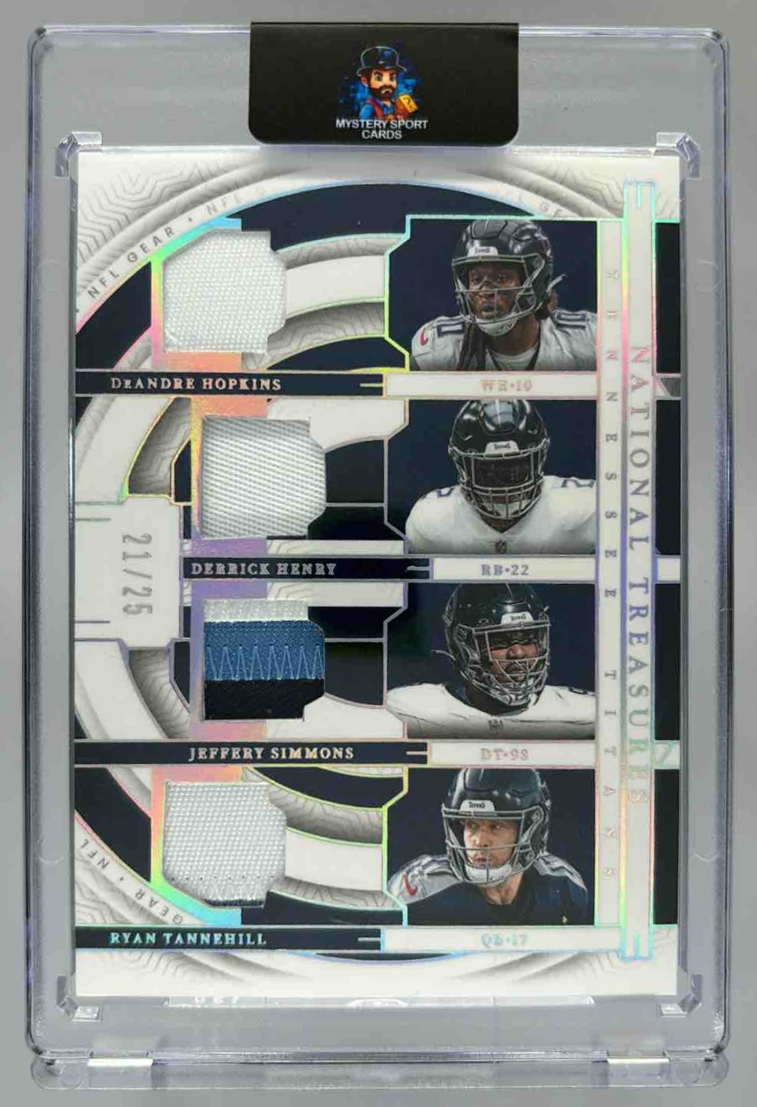 Card image for 2024 Panini National Treasures Lamar Jackson Derrick Henry NFL Gear Combo Materials Holo Silver /25 #NGC-BAL MEM Ravens