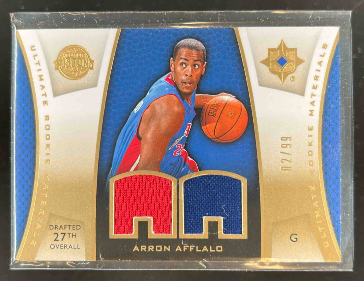 Card image for 2007-08 Upper Deck Ultimate Collection Arron Afflalo Rookie Materials Gold 2 /99 #ULTR-AA RC