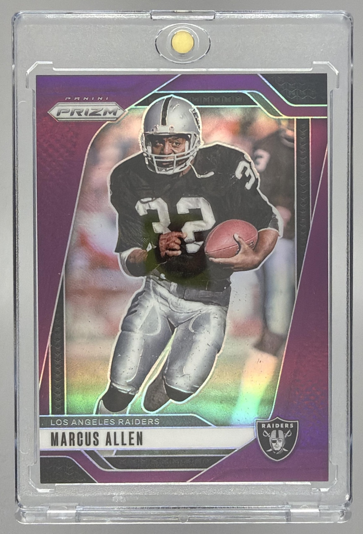 Card image for 2024 Panini Football Prizm Marcus Allen Purple /125 #155 Los Angeles Raiders