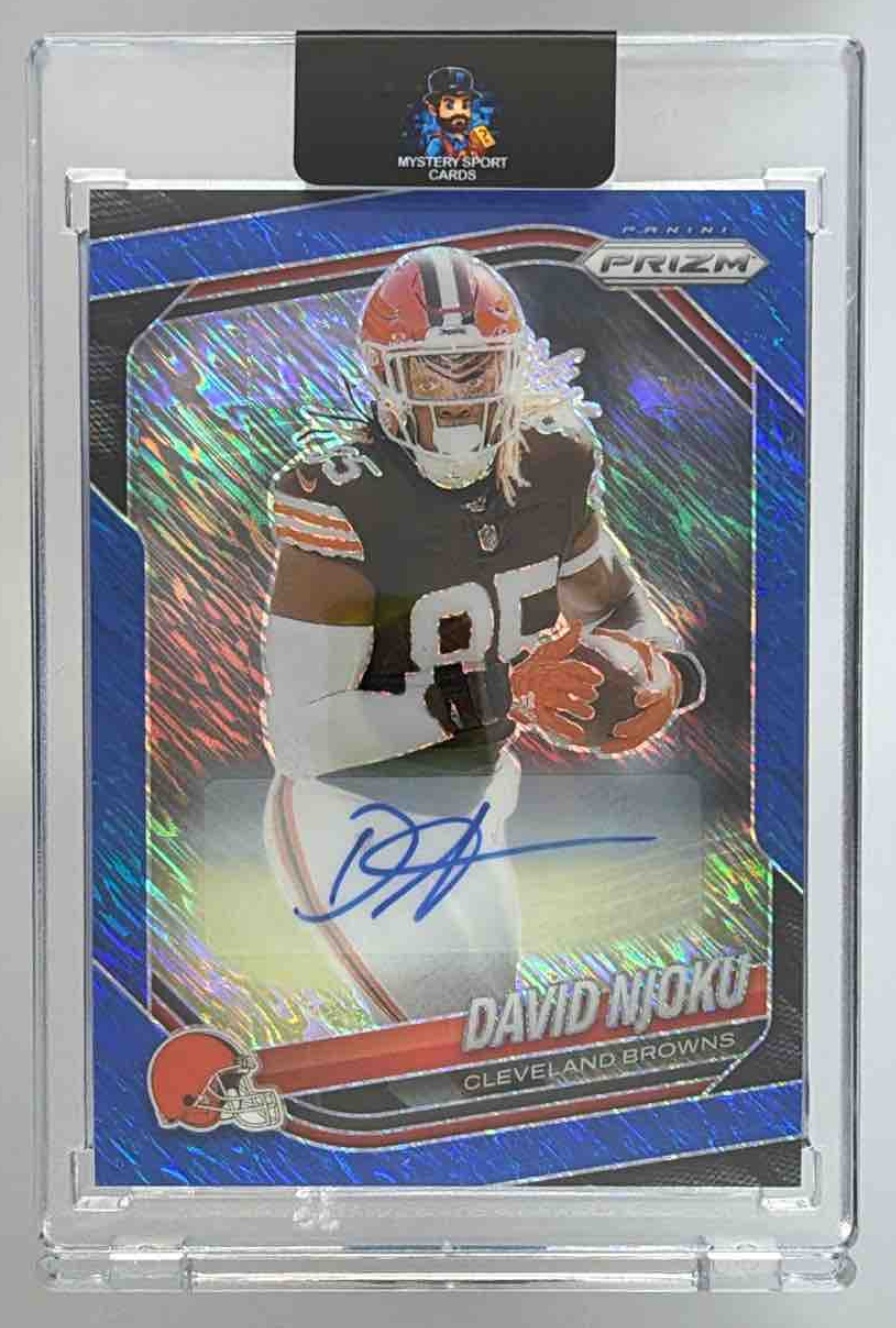 Card image for 2025 Panini Prizm David Njoku Auto Blue Shimmer /25 #155 Browns