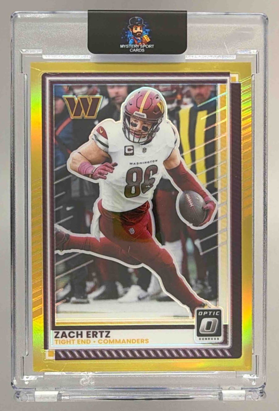Card image for 2025 Panini Donruss Optic Zach Ertz Gold Prizm /10 #156 Commanders
