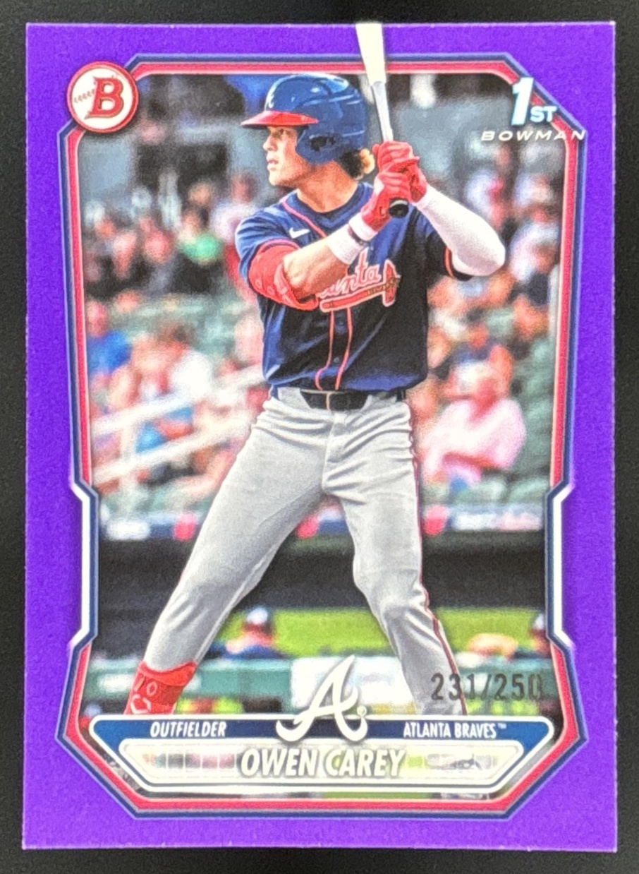 Card image for Owen Carey 2026 Bowman Purple Border /250 Prospects Atlanta Braves