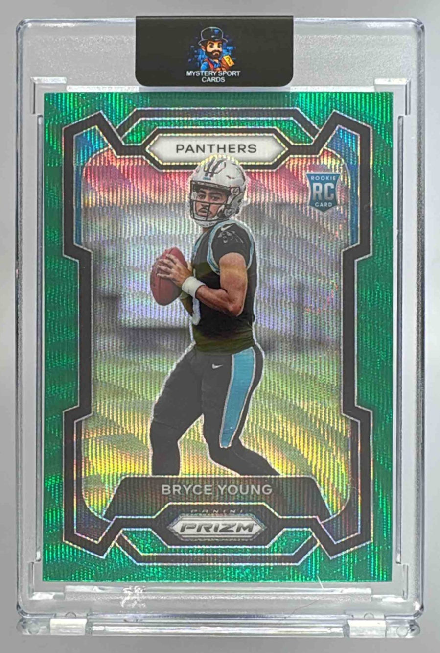 Card image for 2023 Panini Football Prizm Bryce Young Green Wave #311 RC Carolina Panthers