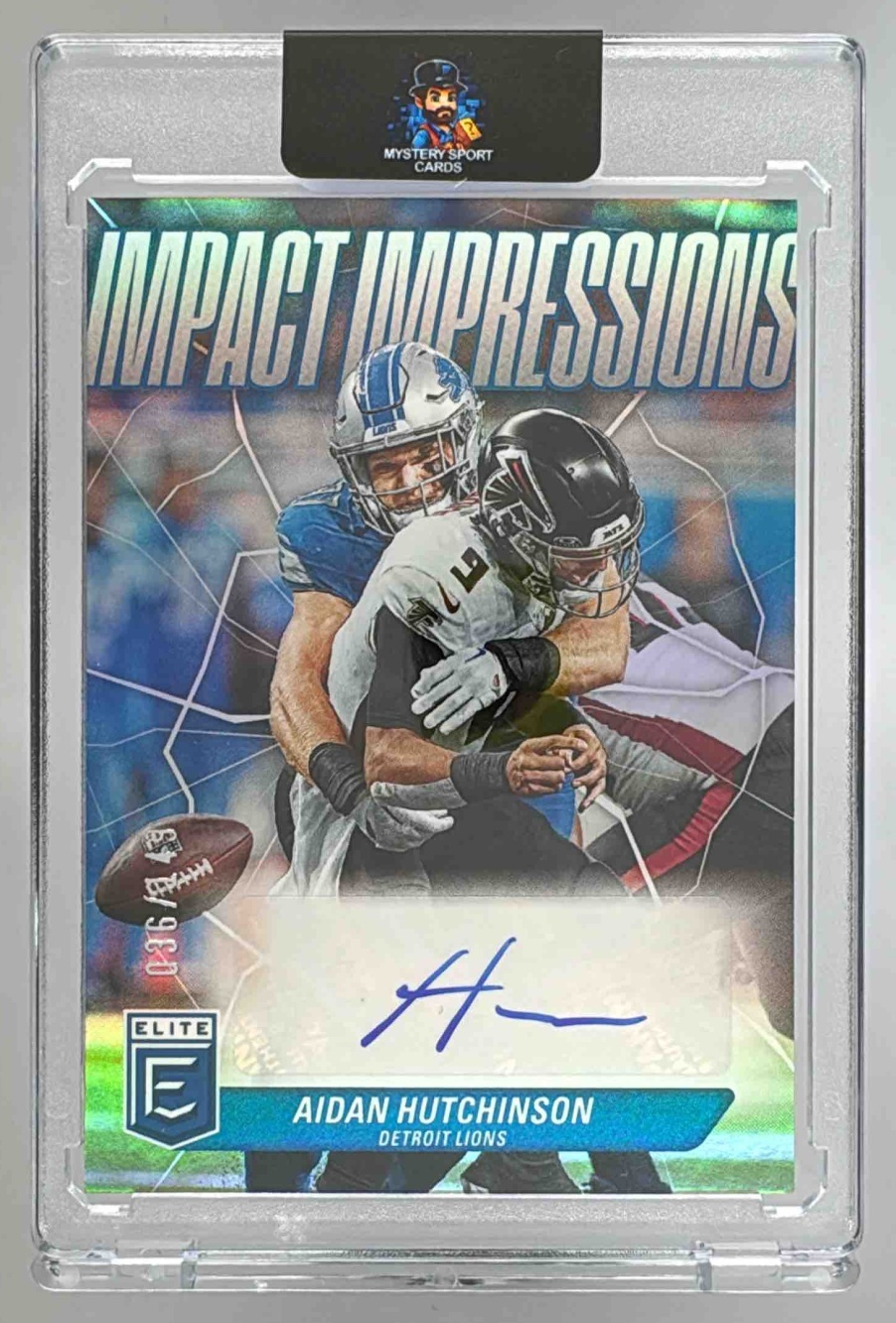 Card image for 2024 Panini Donruss Elite Aidan Hutchinson Impact Impressions /149 #IMI-AHU Auto Lions