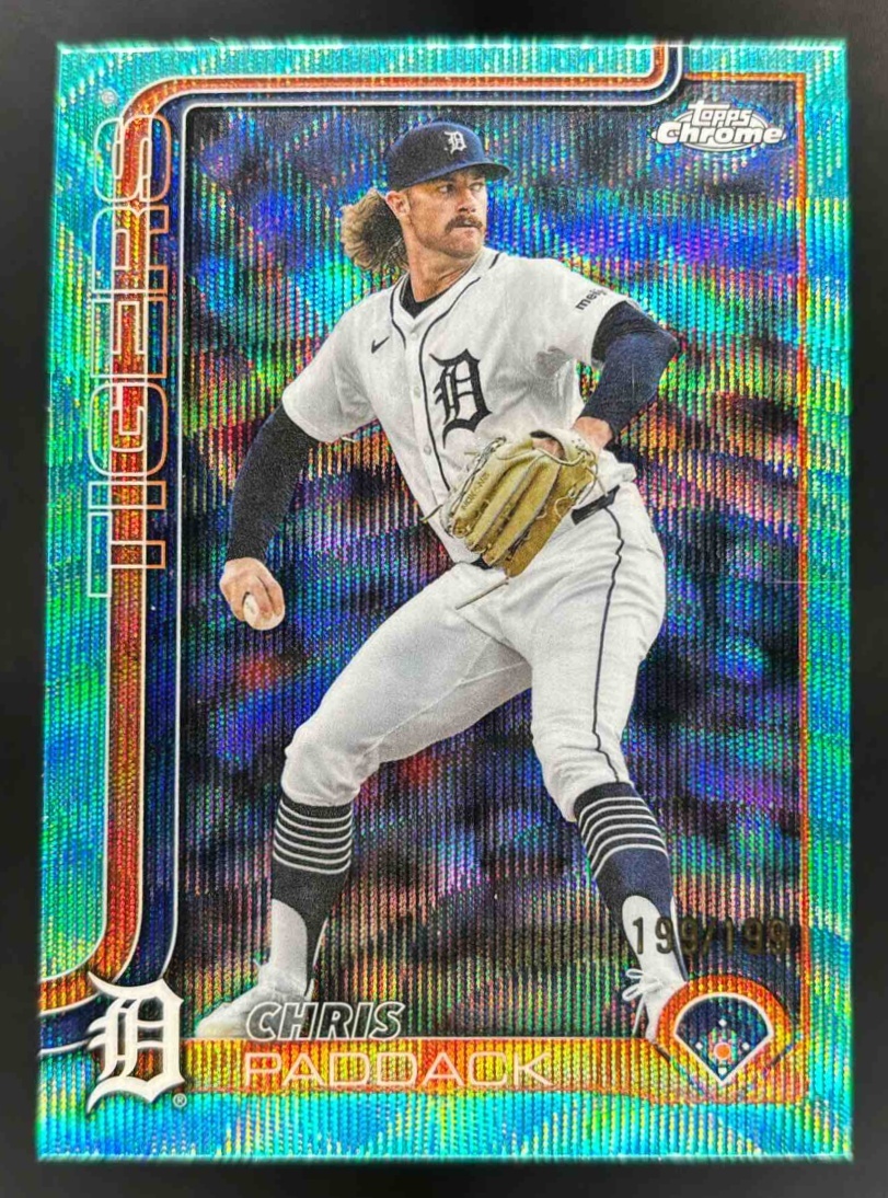 Card image for 2025 Topps Chrome Update Chris Paddack Aqua Wave Refractor /199 #USC10 Tigers