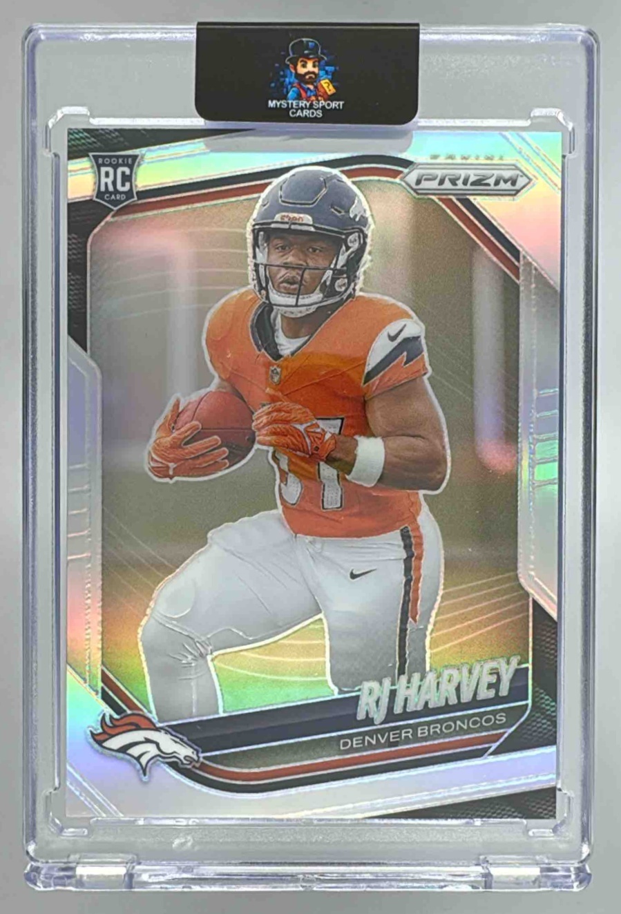 Card image for 2025 Panini Football Prizm RJ Harvey Silver #303 RC Denver Broncos