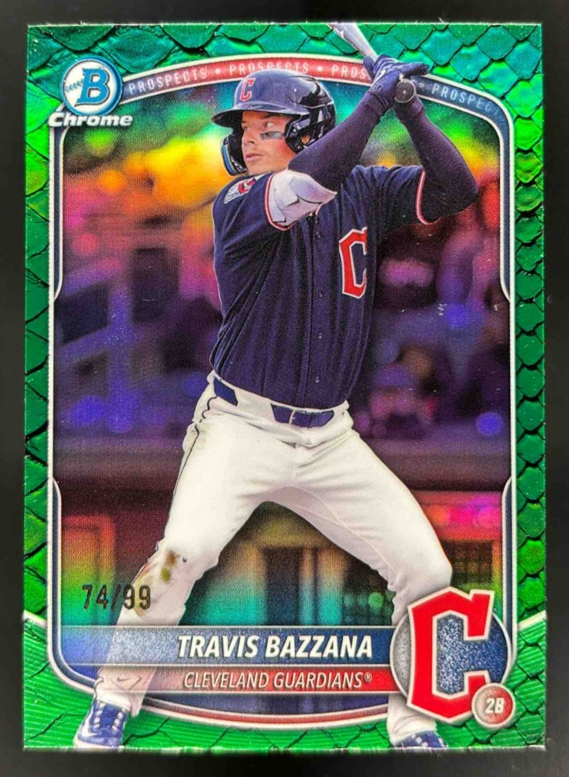 Card image for 2025 Bowman Draft Travis Bazzana Chrome Green Reptilian Refractor /99