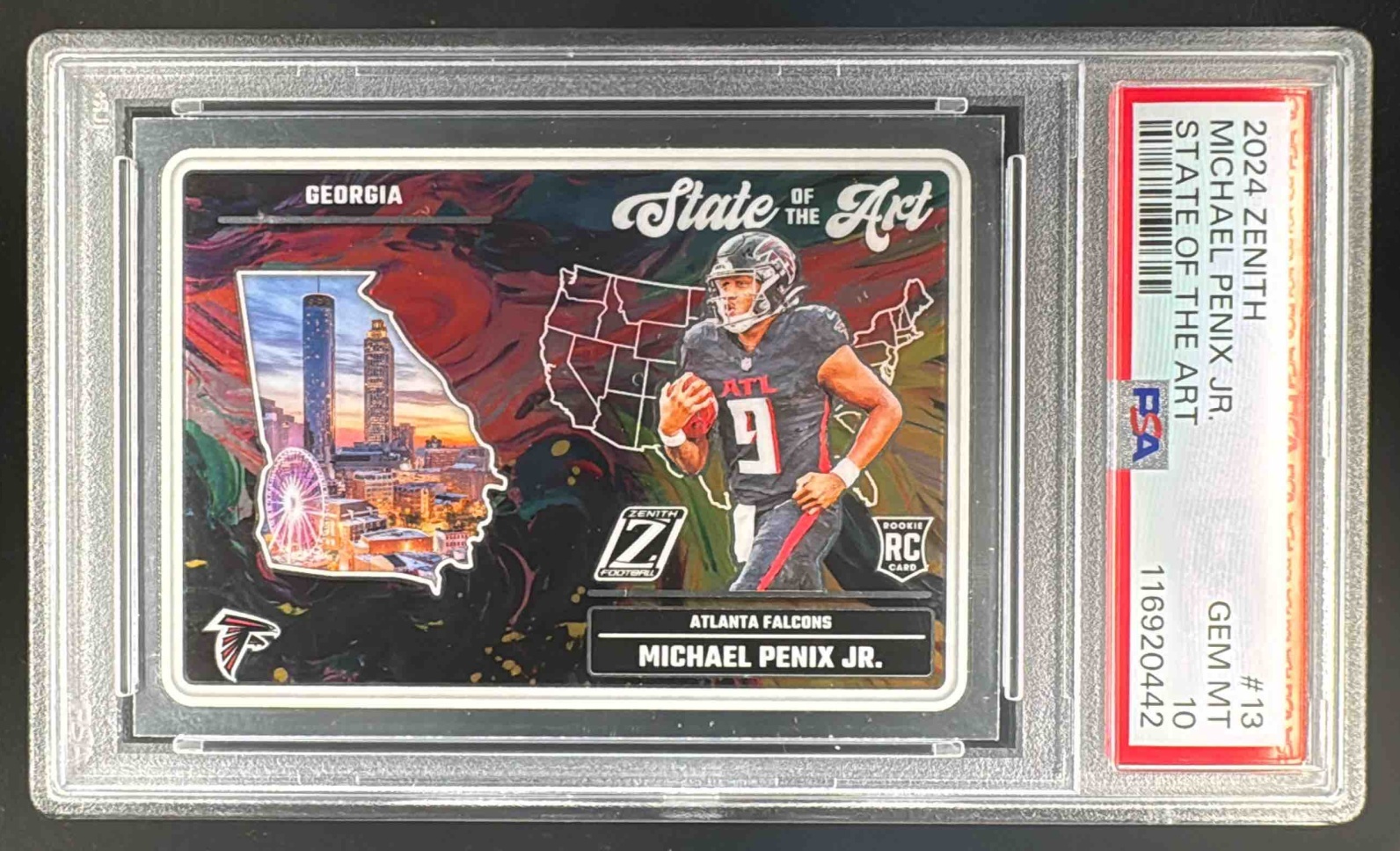 2024 Panini Zenith Michael Penix Jr. State of the Art #13 RC Atlanta Falcons