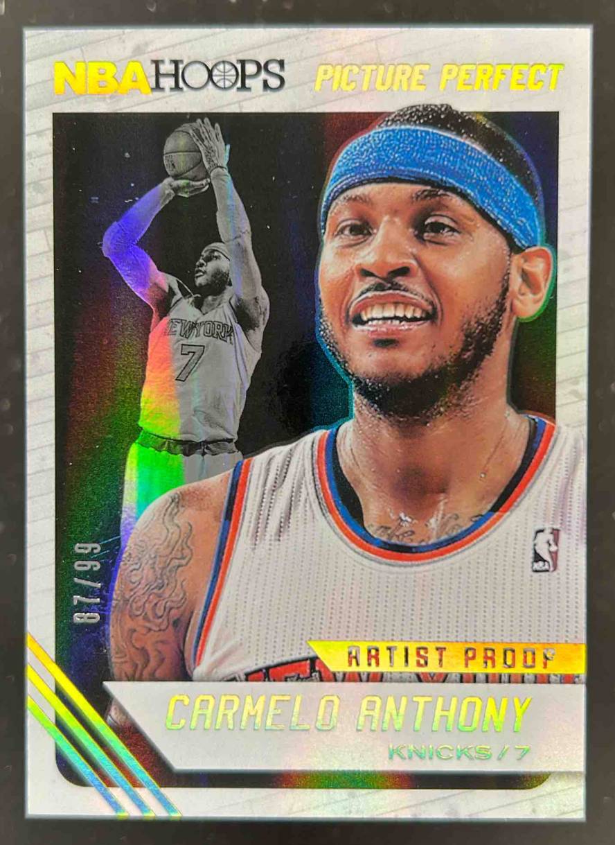 Card image for 2014-15 Panini Hoops Carmelo Anthony Picture Perfect Artist's Proof 87 /99 #25