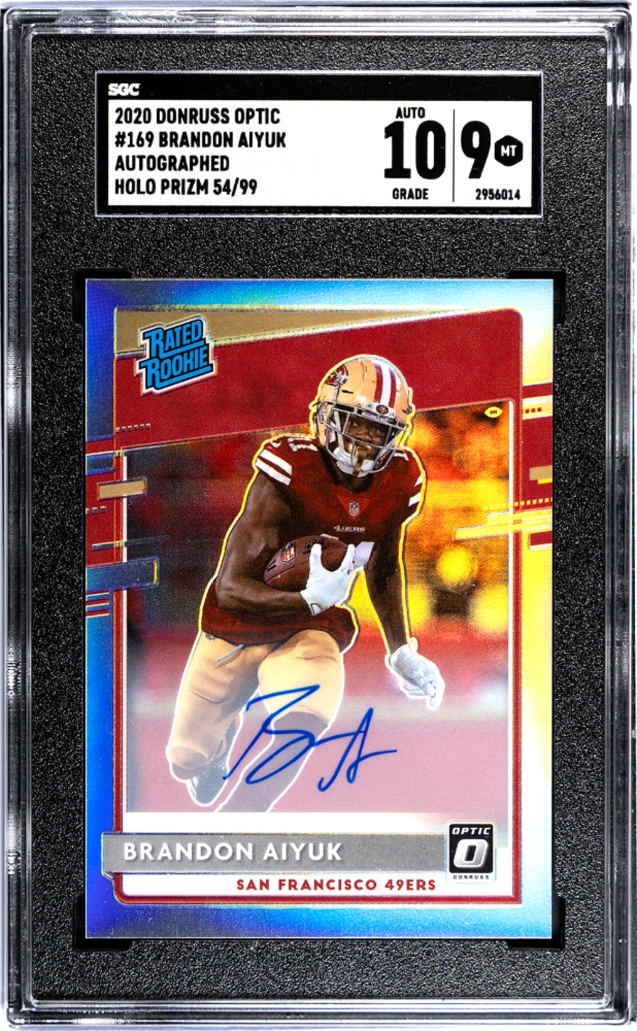 Card image for 2020 Panini Donruss Optic Brandon Aiyuk Rated Rookie Auto Holo /99 #169 RC 49ers