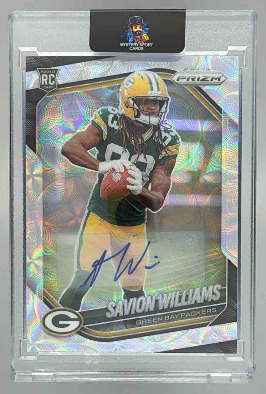 Card image for 2025 Panini Prizm Savion Williams Rookie Auto Silver #306 RC Packers