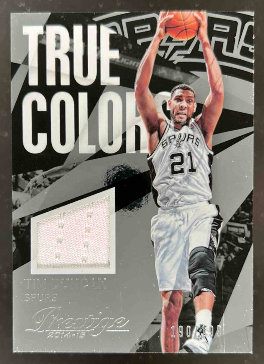 Card image for 2014-15 PANINI PRESTIGE PLUS TIM DUNCAN TRUE COLORS /199 #10 SAN ANTONIO SPURS