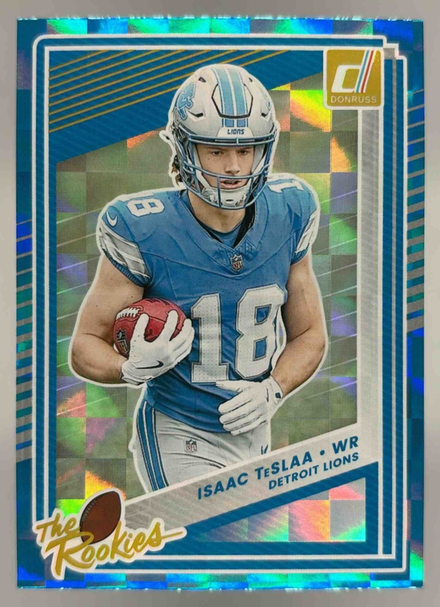 Card image for 2025 Panini Football Donruss Isaac TeSlaa The Rookies #35 RC Detroit Lions