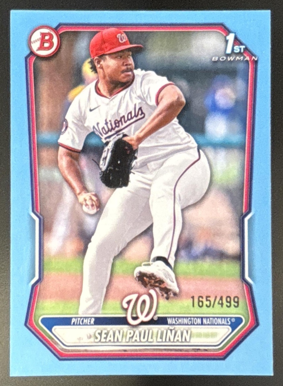 Card image for Sean Paul Linan 2026 Bowman Sky Blue Border /499 Prospects Washington Nationals