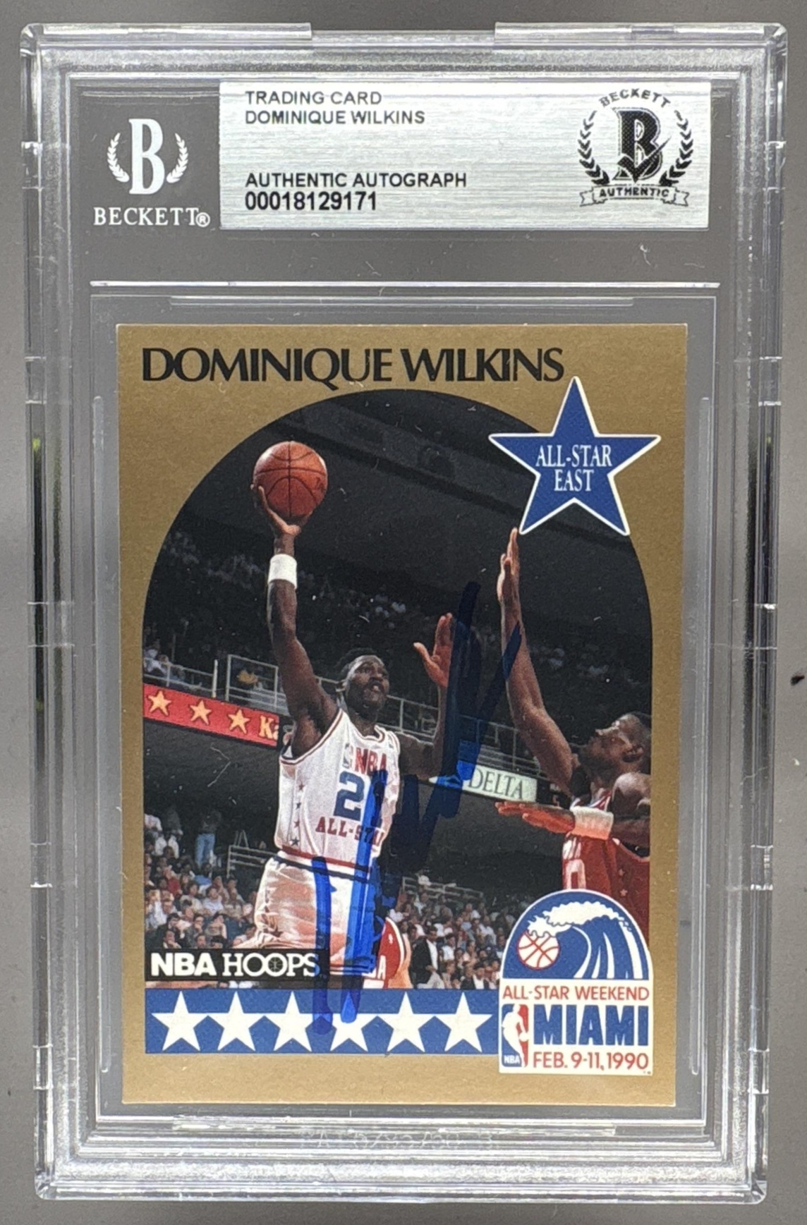 1990-91 HOOPS DOMINIQUE WILKINS #12 ALL-STAR HAWKS IP AUTO