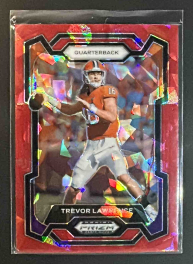 Card image for 2024 Panini Prizm Collegiate Draft Picks Trevor Lawrence #62 Red Ice Tigers