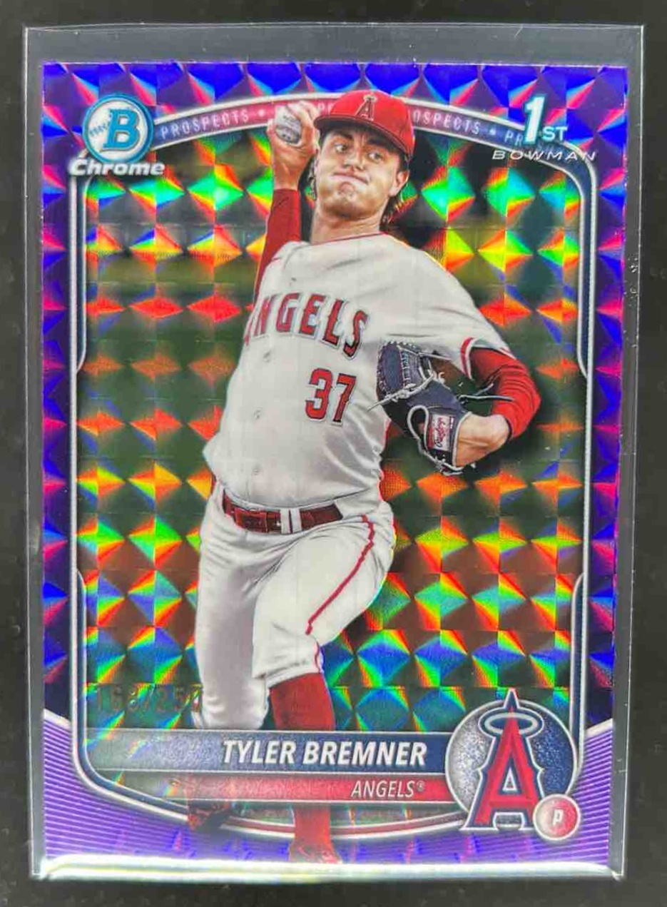 Card image for Tyler Bremner 2025 Bowman Draft Chrome Purple Geometric Refractor /250