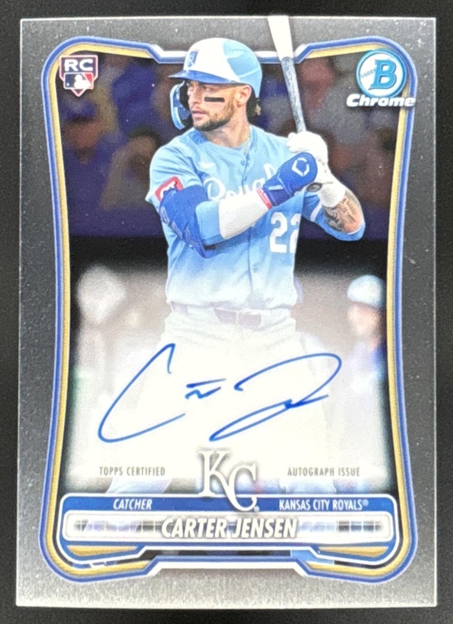 Card image for Carter Jensen 2026 Bowman Chrome Rookie Auto Kansas City Royals