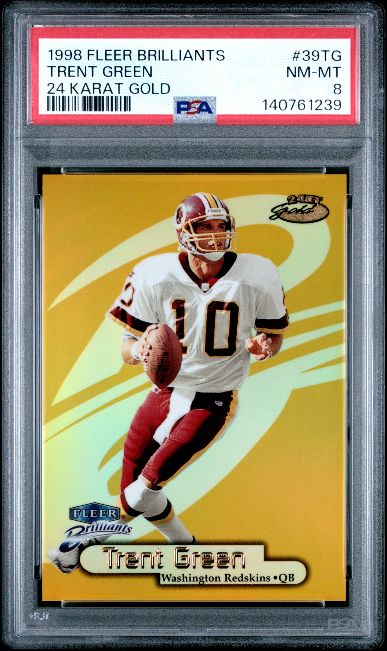 1998 Fleer Brilliants Trent Green 24 Karat Gold /24 #39TG Redskins PSA 8