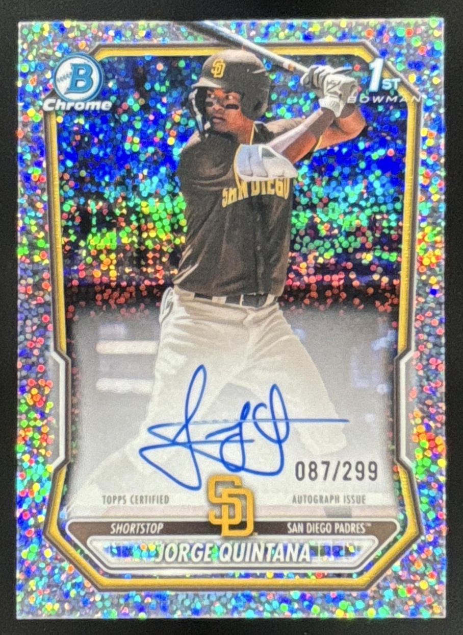 Card image for 2026 Bowman Jorge Quintana Chrome Speckle Refractor /299 1st Prospect