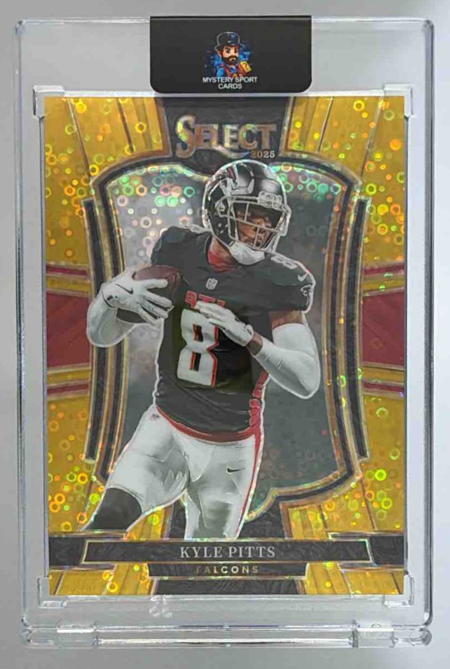 Card image for 2025 Panini Select Kyle Pitts Premier Level Gold Prizm /10 #147 Falcons