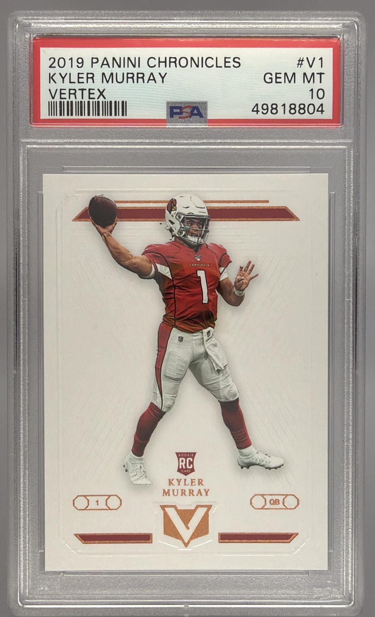 Card image for 2020 Panini Chronicles Joe Burrow Vertex Red /199 #V-1 RC Bengals