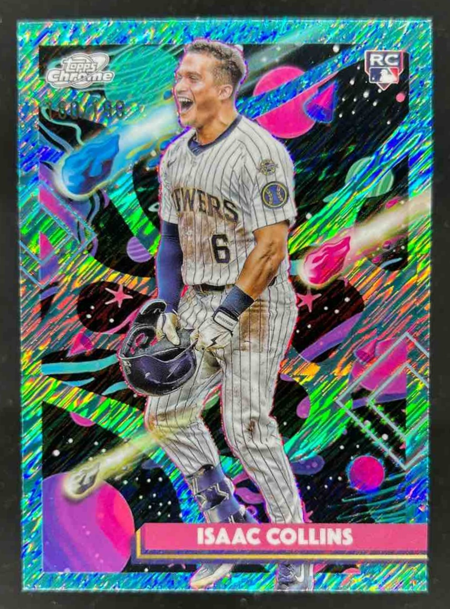 Card image for Isaac Collins 2025 Topps Cosmic Chrome Aqua Equinox Refractor /199