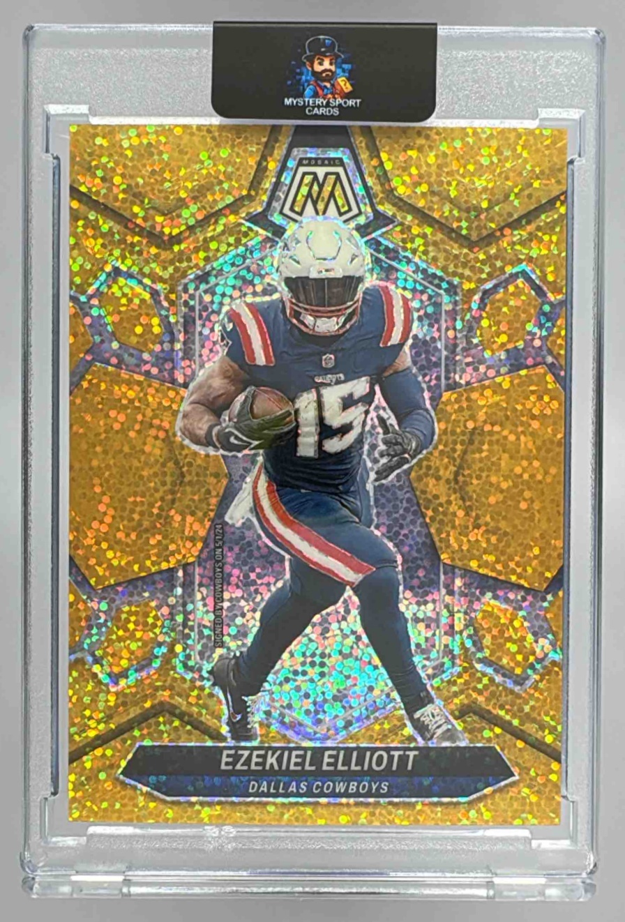 Card image for 2024 Panini Mosaic Ezekiel Elliott Gold Sparkle Prizm /24 #58 Cowboys