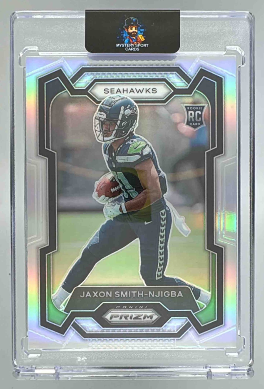 Card image for 2023 Panini Football Prizm Jaxon Smith-Njigba Silver #390 RC Seattle Seahawks